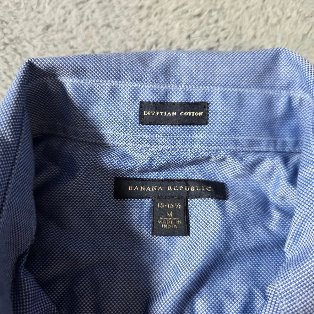 Banana Republic Mens 15-15.5 M Dress Shirt Blue Egyptian Cotton French Cuff